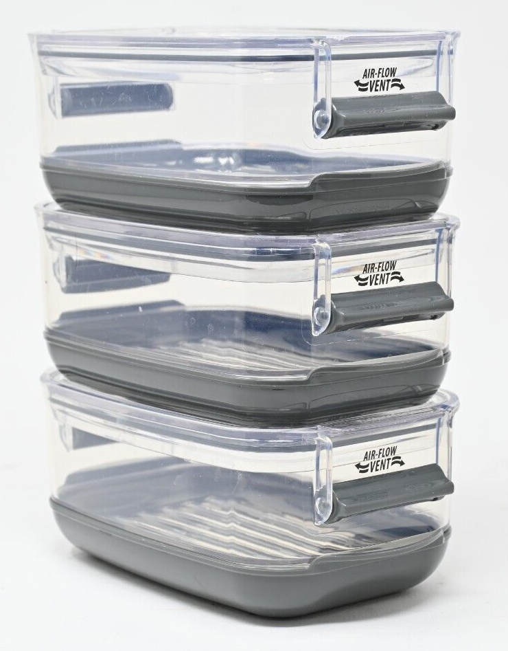 Prokeeper Fresh Produce Keeper Set, 3Pack Builtin Colander Stackable