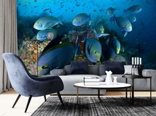 3D Animal Blue Fish G4765 Wallpaper Wall Murals Removable Self-adhesive Erin