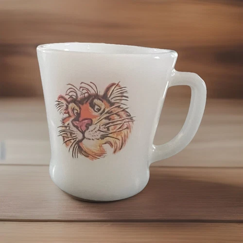 Vintage  Tiger Fire-King Anchor Hocking Milk Glass Coffee Mug