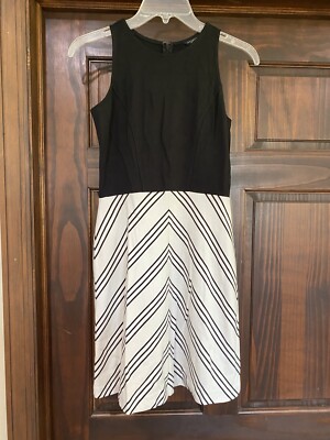 ann taylor 0P black white sleeveless dress new
