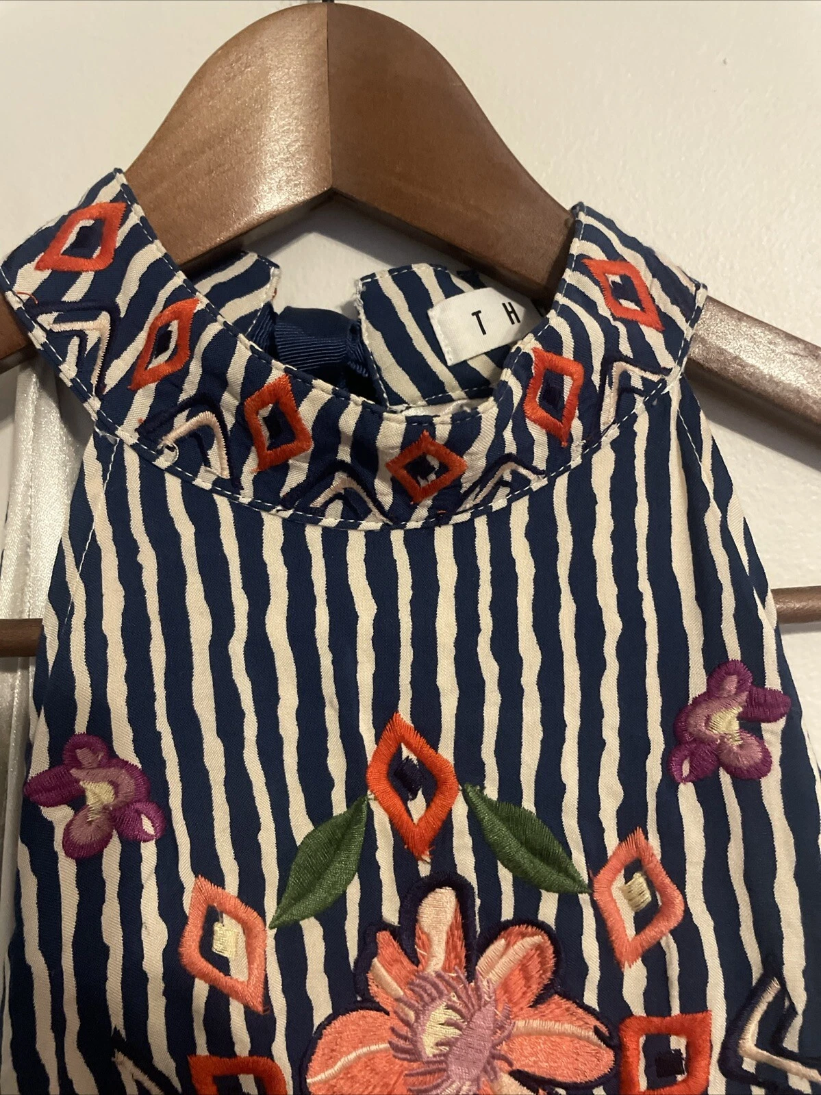 VETEMENTS Abito donna THML ricamato floreale taglia S vacanza artistica spiaggia fiori foderato