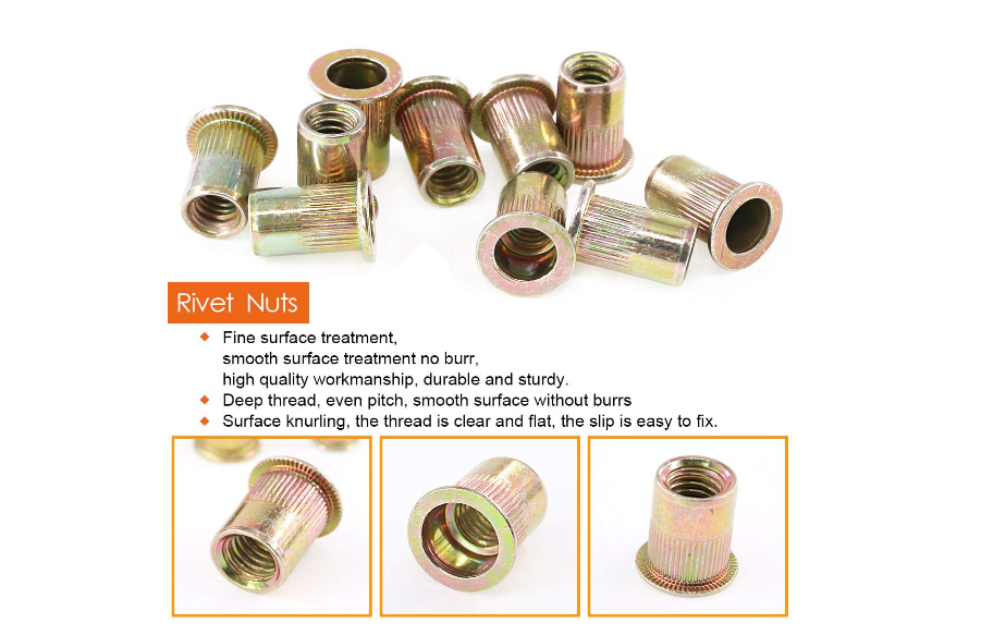 Carbon & 304 Stainless Steel Flat Head Rivnut Nutsert Insert Rivet Nut Unc 6 32 To 1 2 13