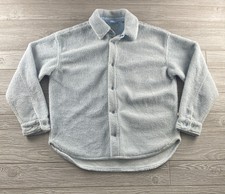 Standard Cloth Plush Fleece Jacket Baby Blue Womens Size Small Button Up