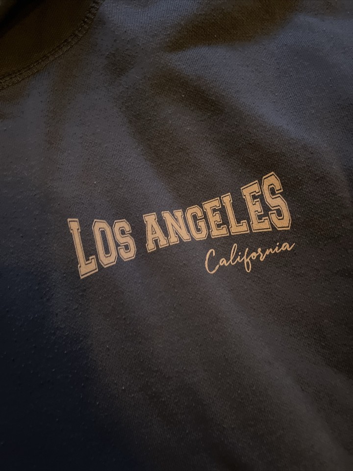 Ladies Blue Grey Primark Hoodie Los Angeles California Size Medium 12