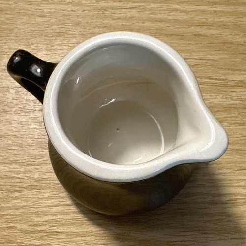 Pottery Black And White Small Plain Pitcher Creamer VTG Heavy Ceramic Farmhouse - Picture 5 of 7