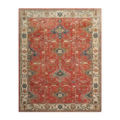 Channing Red Oriental Wool Rug Hand Tufted Traditional PB Design Area Carpet
