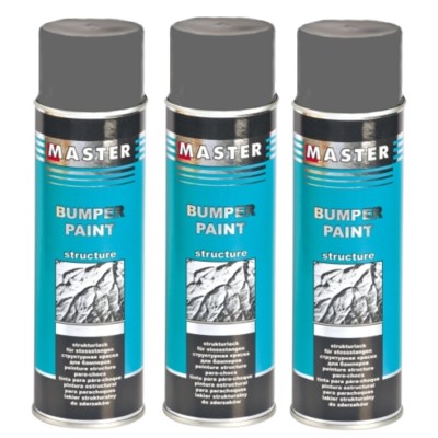 Strukturspray Bumper Paint Grau 3 x 500ml Strukturlack Troton Kunststoff Plastik