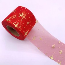 6cm 25yards DIY Star Foil Print Mesh Webbing Trim Tulle Ribbon Tape Headwear Sew