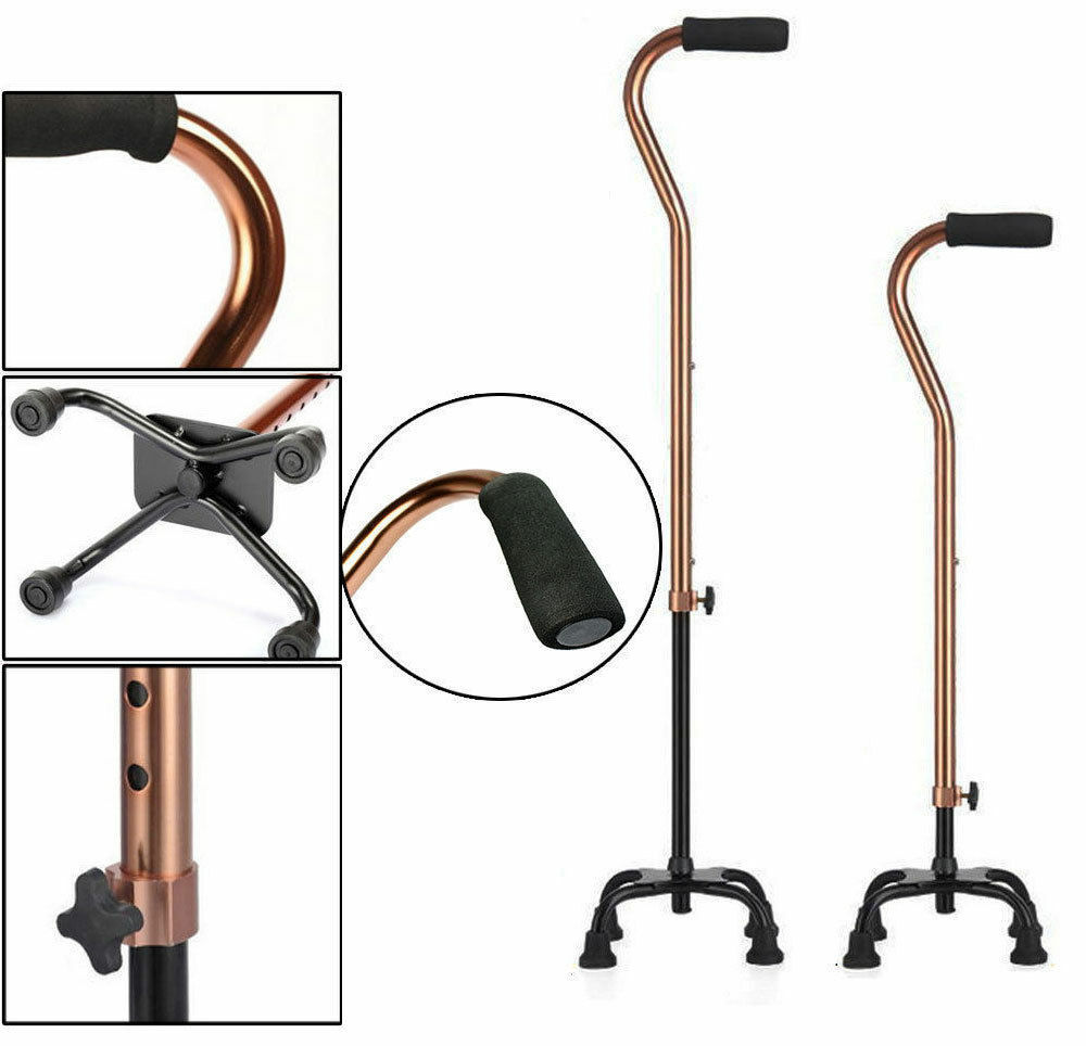 Quad Cane Small Base Bariatric 500lbs Walking Aid Medical Mobility