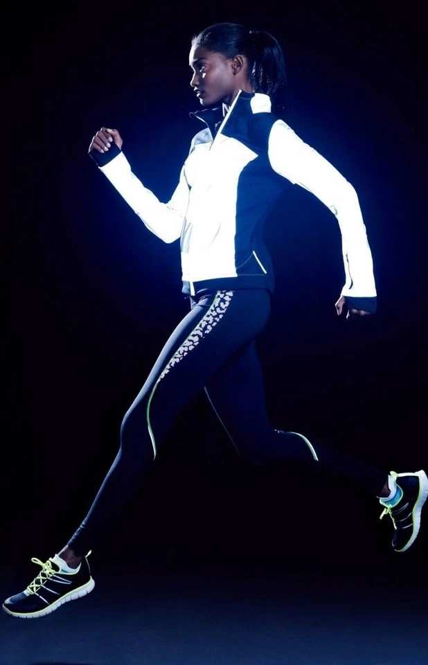 Zella Womens Reflections Sport Slim Fit Track Jacket Black/Silver Size Small - Image 2 of 4