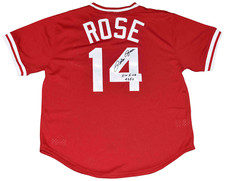PETE ROSE SIGNED CINCINNATI REDS #14 MITCHELL & NESS JERSEY W/ HIT KING 4256