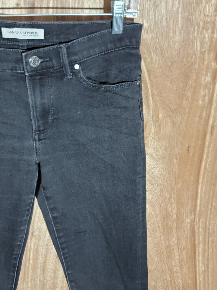banana republic jeans womens size 27p skinny stretch low rise denim black - Image 3 of 4