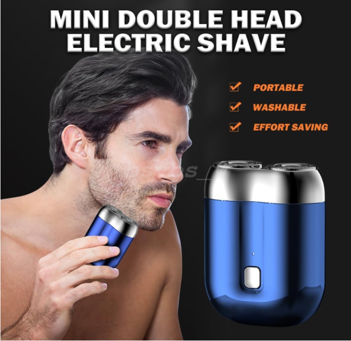 Pocket Shaver USB Mini Shavers,Double Ring Movable Mini Dual Head Electric Razor