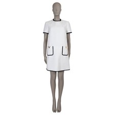 71597 auth VALENTINO white cotton 2022 CRISP VLOGO TWEED MINI Dress S