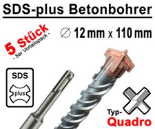 5 Stück SDS-plus Betonbohrer 12 x 110 mm Quadro Bohrer Hammerbohrer Steinbohrer