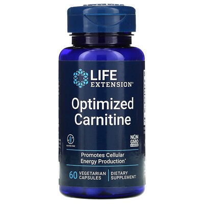 Optimized Carnitine 60Caps Life Extension Acetyl L-Carnitine 1100mg/ Carnitine