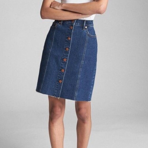 gap button front skirt
