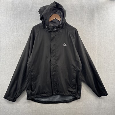 K Way Windbreaker Jacket Mens Medium Black Full Zip Vented Hooded Outdoor Logo