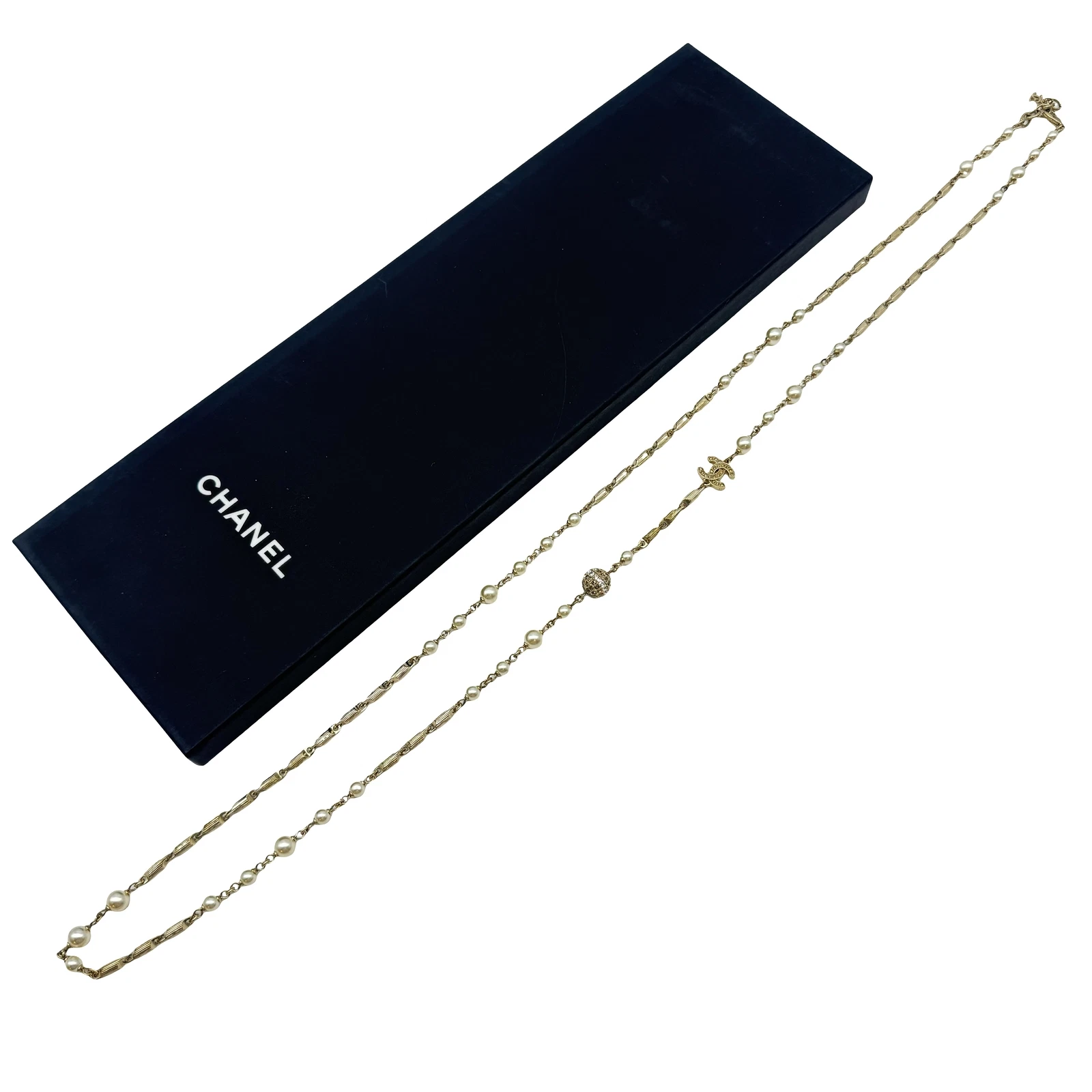 Autentica collana di perle finte CHANEL CC A16A oro #36634162
