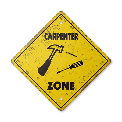 Carpenter Vintage Crossing Sign Xing Plastic Rustic hammer build