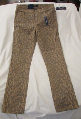 Ladies ''Chaps'' Size 4, Tan/Leopard Design, Slimming Fit, Jeans  