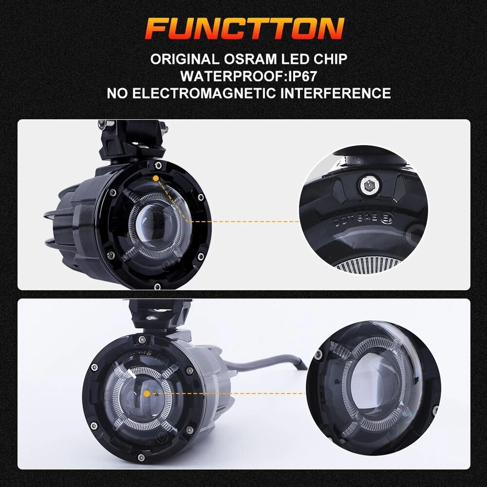 For Suzuki Vstrom 250 650 800 1000 LED Auxiliary Fog Lights Spot Driving w/DRLs - Image 4 of 4