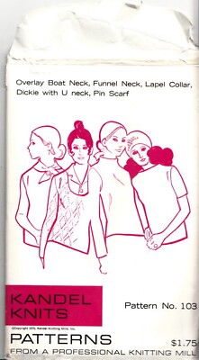 Kandel Knits #103 Detachable Collar Dress, Boat Neck Dress, Dickie, Funnel Neck 