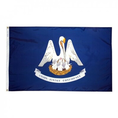 Annin NYL-GLO 020634 LOUISIANA FLAG 2x3 Made in USA State Banner Nylon Grommets