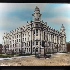 Magic Lantern Slide Photo Ireland Hand Color Belfast Royal Ave Building