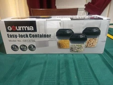 Gourmia GEC9795 Airtight Food Storage Containers, 3 Pack, 1 Liter – Stackable,