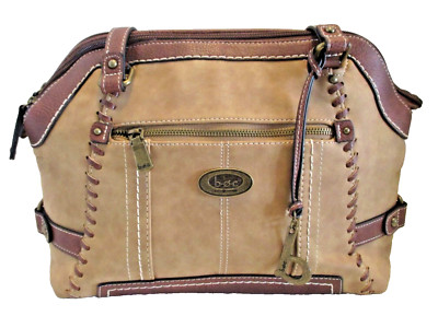  Barn BOC Concepts Shoulder Bag Two Compartment Tan and Brown 15'' X 10'' X 4''