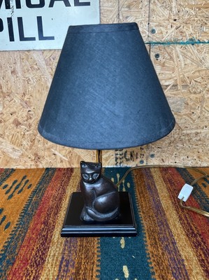 Vintage 1997 Desk Table Lamp Cast Metal Cat Electric 11 