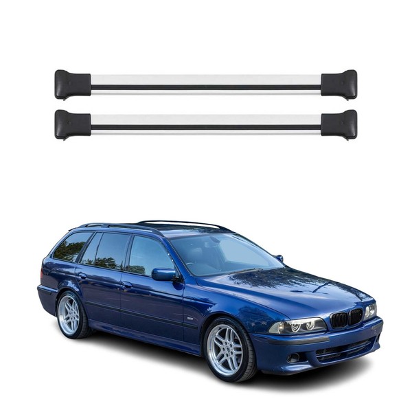 DachträGer GrundtäGer FüR BMW 5Er E39 Touring 1997-2004 75Kg Alu Silber 2 Tlg-image