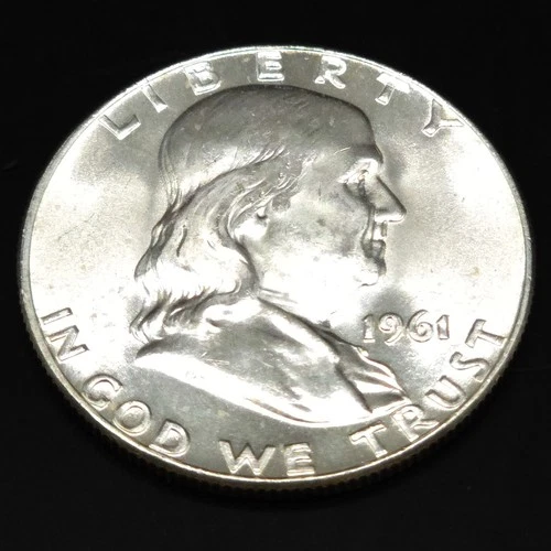 1961-D Franklin Half Dollar 90% Silver Uncirculated Brilliant Luster High Grade