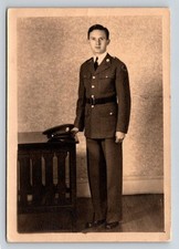 WWII Era US Army Soldier Portrait RPPC Real Photo Postcard Military Uniform