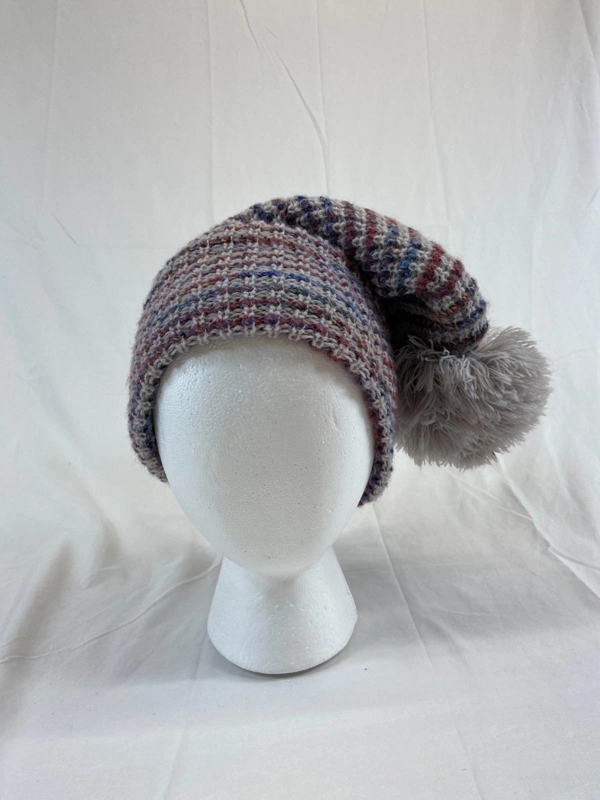 Multicolor Beanie Hat Winter Cap Uncuffed Long Pom Pom Outdoor Warm Wear OSFM