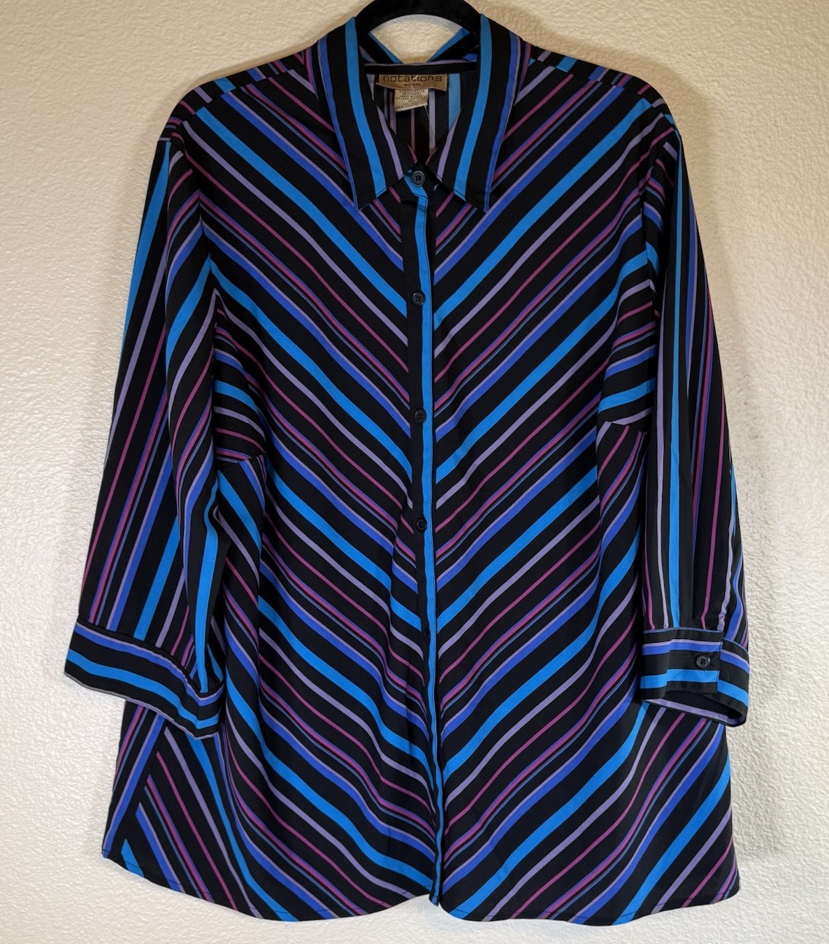 Notations Plus 2X Button Front Colorful Striped S… - image 2