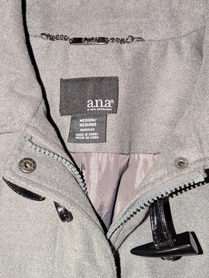 A.N.A. Chaqueta chaquetón gris para mujer cremallera completa talla: mediana Foto 2 de 4