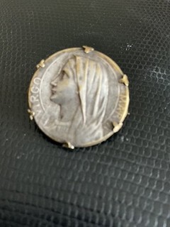 Antique French Art Virgo Maria Religious Brooch