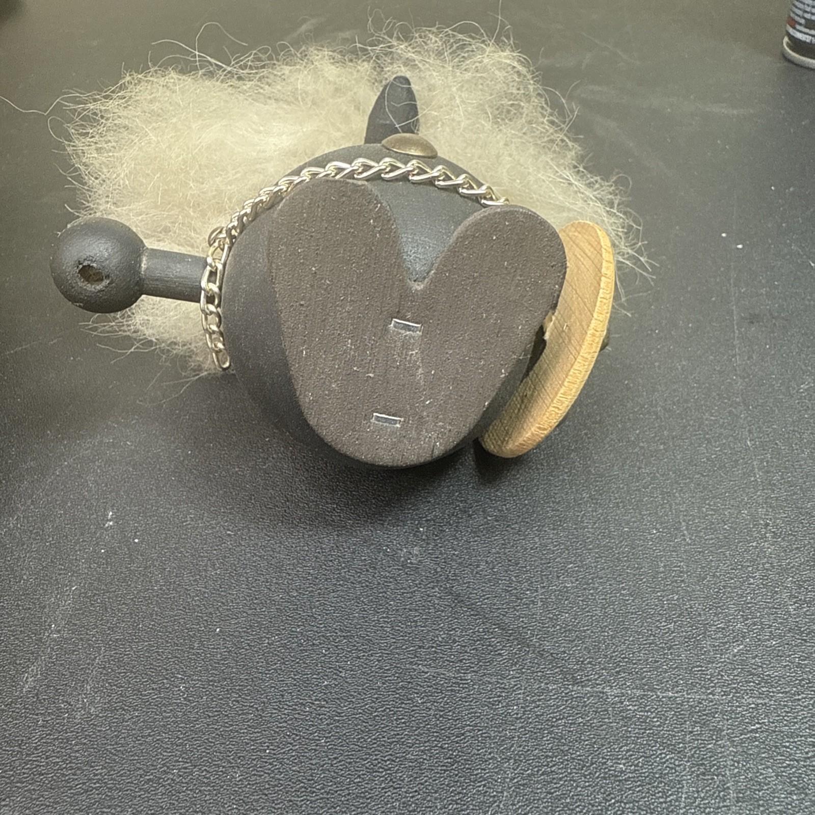 VTG Scandinavian Wood Viking Figure MCM Beard Helmet Axe Denmark Style Folk Art