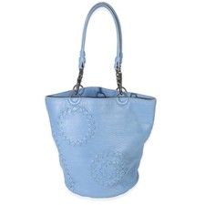 Bottega Veneta Blue Intrecciato Trimmed Cervo Small Bucket Bag