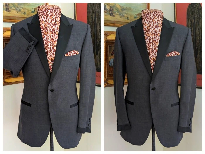 Elegante Abrigo de Esmoquin 40L Vintage Años 60 Lord West Chaqueta de Cena con Puños de Satén Asesino Foto 3 de 4