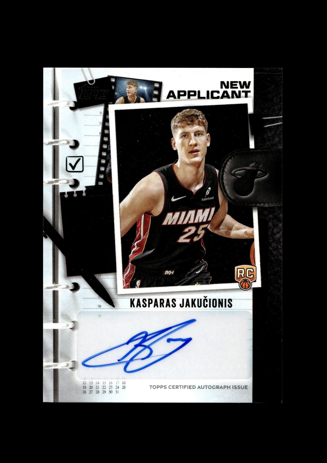 2025-26 Topps New Applicants Autographs #NA-KJ Kasparas Jakucionis RC Miami Heat
