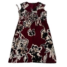 Lauren Ralph Lauren Floral Surplice Dress Maroon Size 16W