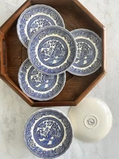 Set of 4 Vintage Old Blue Willow Saucers by Myott Meakin - England