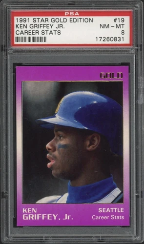 1991 Star Gold Edition Ken Griffey Jr. Career Stats /1500 #19 PSA 8 NM-MT HOF