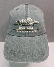 Montana mountain ski run hat Last Best Place leather strap back relax fit cap