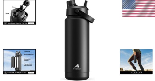 32 oz Leak-Proof Stainless Steel Water Bottle, Ideal for Sports & Travel - Picture 2 of 9