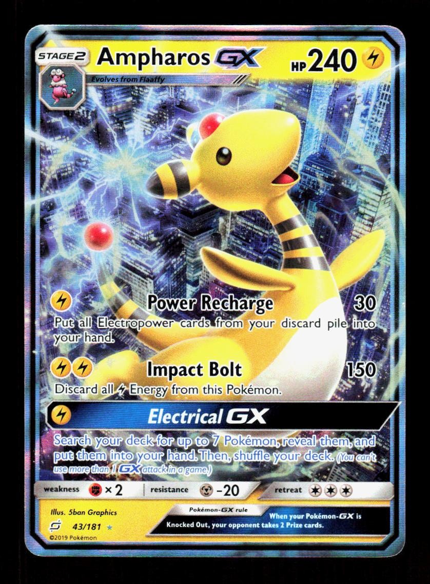 Ampharos GX 43/181 Holo GX Rare Team Up Pokemon NM