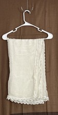 Women's Pakistani Off-White Silk Plain Dupatta with Laces 4 Sided